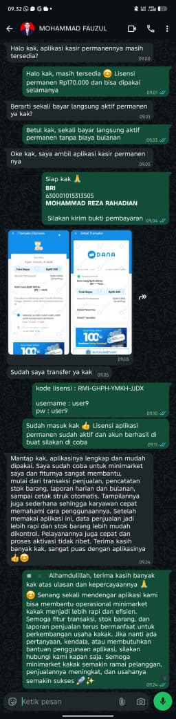 Bukti Chat & Transfer Muhammad Fauzul